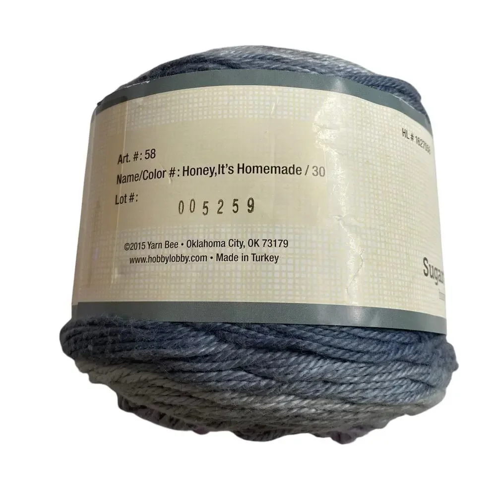 Yarn Bee Sugarwheel Cotton Yarn Honey It's Homemade Gray Purple 5oz 335 Yards
